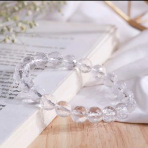 Clear Quartz Faceted Round Beads Bracelet