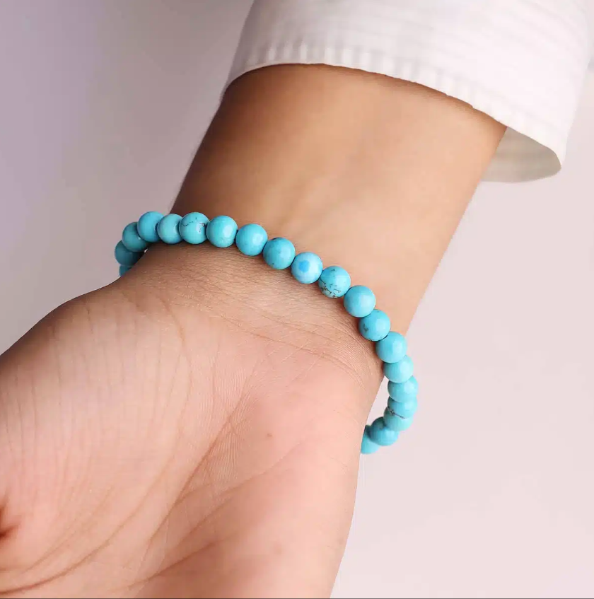 Turquoise Firoza Round Beads Bracelet - Image 4