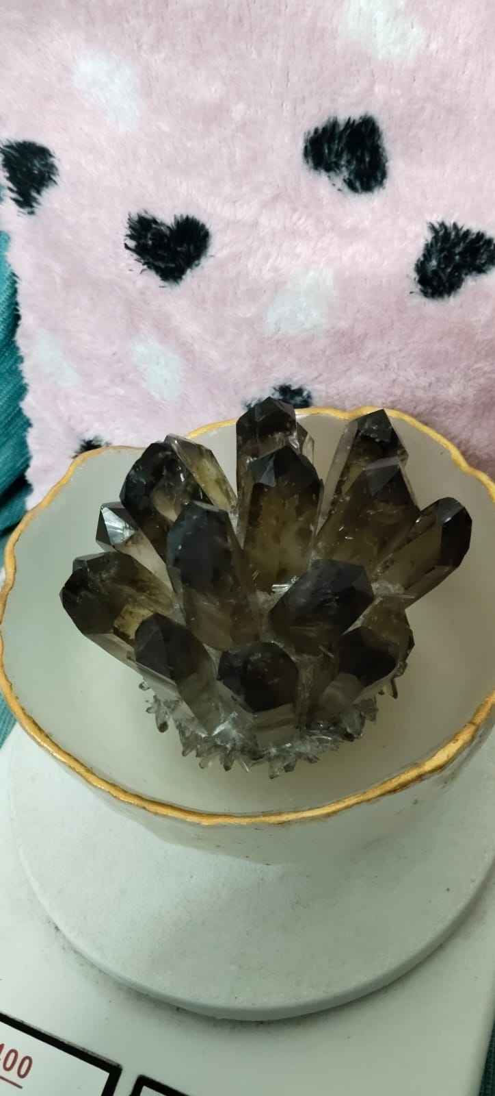 Smokey quartz family cluster